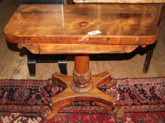 William IV rosewood card table(-)